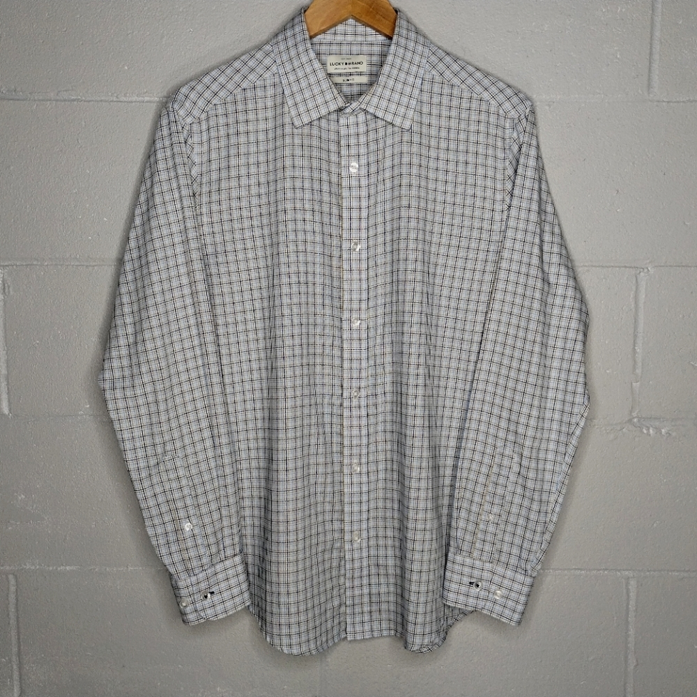 Lucky brand slim fit long sleeve button up plaid flannel shirt